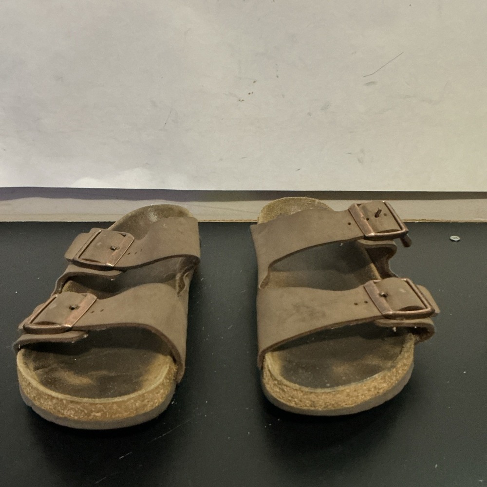 Birkenstock Arizona Sandals Womens 34 EU Brown Leather Double Strap Buckle Slide